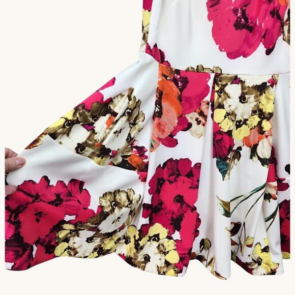 Just Taylor Floral Dress Women 8 NWT Pleated Pockets Gold Zipper Party Flawed - Picture 4 of 14